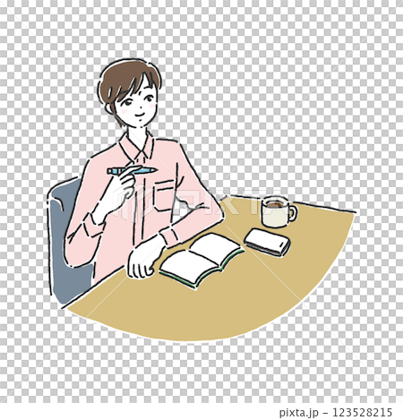 A person thinking about what to write 123528215