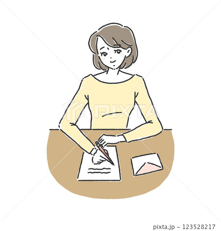 手紙を書く女性 手紙を書く女性 123528217