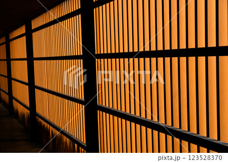 black orange brown wood facade wall of pathway architecture detail background black orange brown wood facade wall of pathway architecture detail background 123528370
