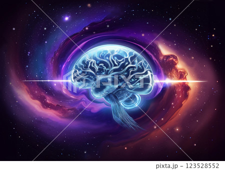 AI brain in space_background_Generative AI_イラスト 123528552