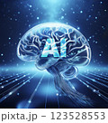 AI brain in space_Generative AI_脳のイラスト_未来のAIの世界 123528553