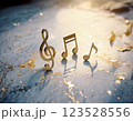 Generative AI, gold notes on stone_金の音符_ト音記号_イラスト 123528556