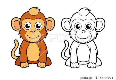 cute monkey cartoon on white background 123528594