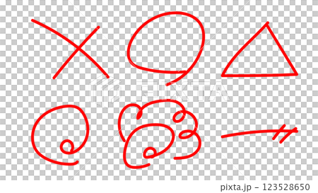 Red pen marking symbols Red pen marking symbols 123528650