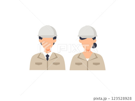 作業着を着た男性と女性のイラスト 123528928