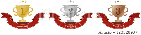 リボンとトロフィーの上に人気ランキング 123528937