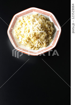 炒飯を黒背景で単品撮影 123529064