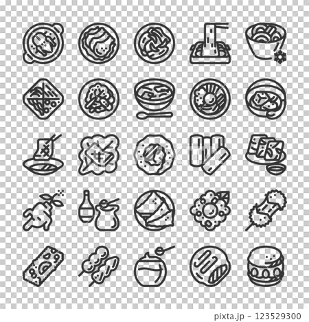 Korean food and dessert icon set Korean food and dessert icon set 123529300