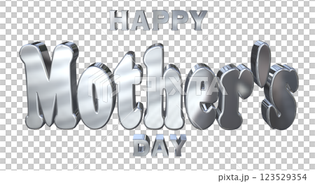 3DCG文字「Happy Mother's Day」シルバー,銀 123529354