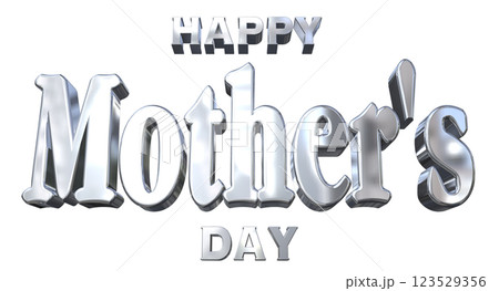 3DCG文字「Happy Mother's Day」シルバー,銀 123529356