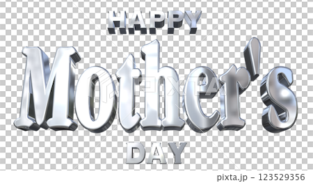 3DCG文字「Happy Mother's Day」シルバー,銀 123529356