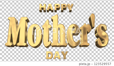 3DCG文字「Happy Mother's Day」ゴールド,金 3DCG文字「Happy Mother's Day」ゴールド,金 123529557