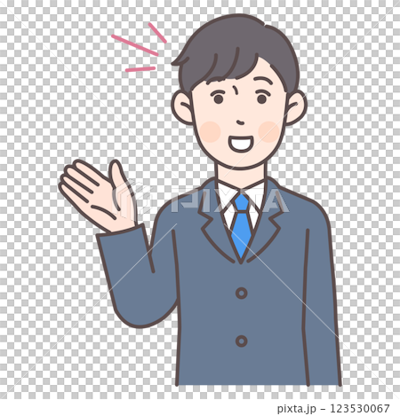 笑顔で案内する会社員男性02 123530067