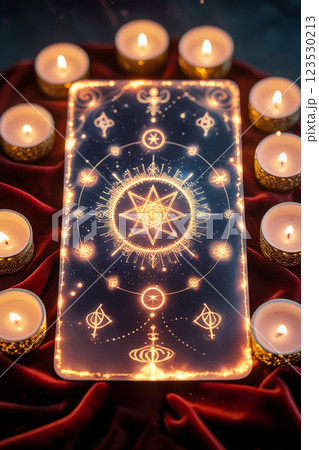 占い 光る タロットカード と キャンドル スピリチュアル アート 占い 光る タロットカード と キャンドル スピリチュアル アート 123530213