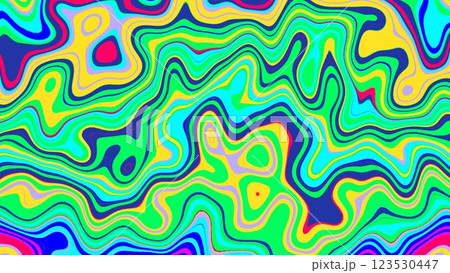 Psychedelic Abstract Wave Pattern in Vibrant Neon Colors for Modern Design 123530447