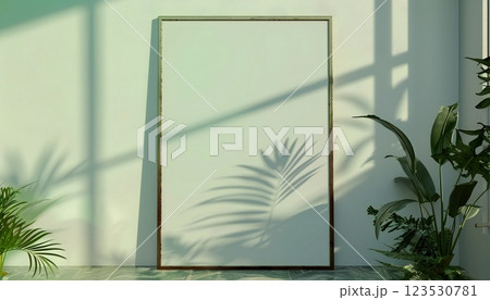 Mockup image of a blank picture frame in a living room 123530781