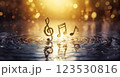 Generative AI sound symbol_Background_音符_波_イラスト 123530816