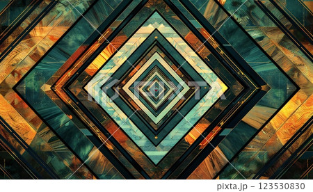 A geometric and symmetrical artwork, inspired by the Art Deco style 123530830