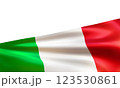 Realistic Italian flag. Wavy national flag of Republic of Italy 123530861