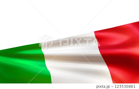 Realistic Italian flag. Wavy national flag of Republic of Italy 123530861