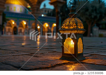 Ramadan background lanterns. Ramadan celebration. AI Generative 123530896