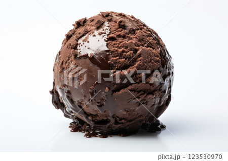 ice cream ball isolated on white background. Generative AI ice cream ball isolated on white background. Generative AI 123530970
