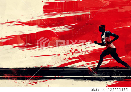 marathon poster in Tokyo. illustrator background .Generative AI 123531175