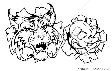 Wildcat Bobcat Gamer Video Game Animal Team Mascot 123531708