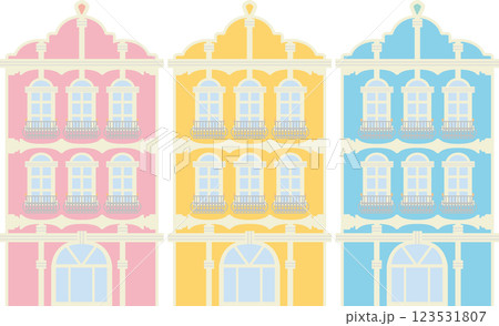 カラフルな洋風建築 123531807