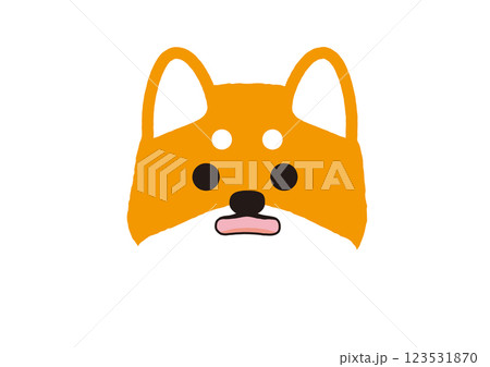 困惑顔のシンプルな柴犬のイラスト 123531870