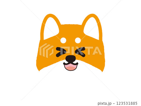 楽しそうに目をつむるシンプルな柴犬のイラスト 123531885