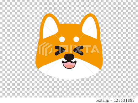 楽しそうに目をつむるシンプルな柴犬のイラスト 123531885
