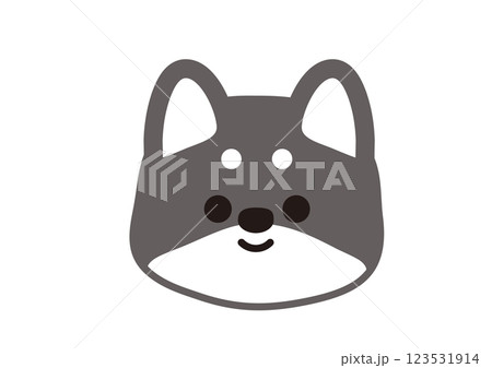 にっこり笑うシンプルな黒柴のイラスト 123531914