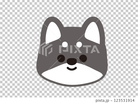 にっこり笑うシンプルな黒柴のイラスト 123531914