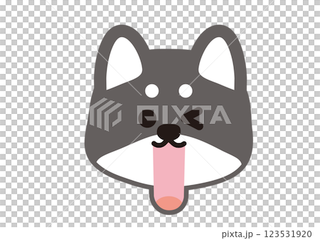 一隻黑色柴犬興奮地眨眼的簡單插圖 123531920
