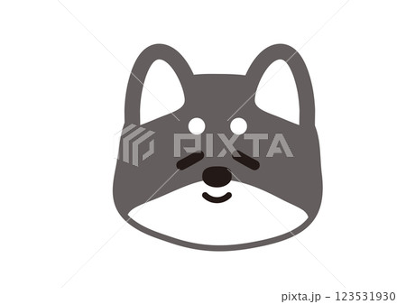 穏やかな顔をしているシンプルな黒柴のイラスト 123531930