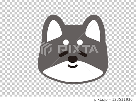 穏やかな顔をしているシンプルな黒柴のイラスト 123531930
