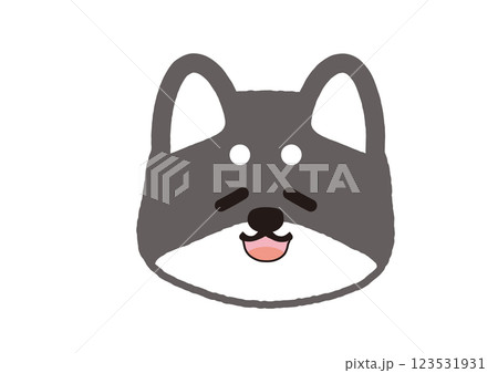 穏やかな顔をしているシンプルな黒柴のイラスト 123531931