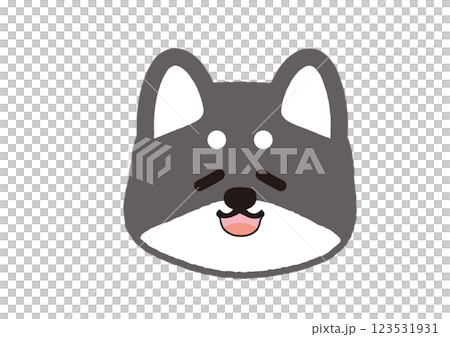 穏やかな顔をしているシンプルな黒柴のイラスト 123531931