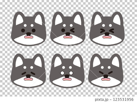 かわいい黒柴の困惑表情イラストセット 123531956