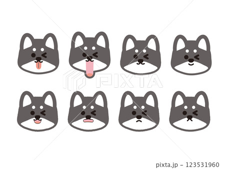 かわいい黒柴の表情イラストセット 123531960