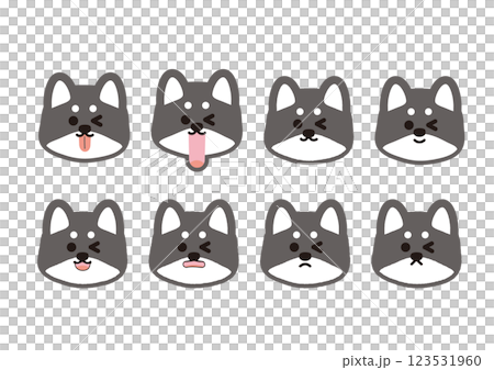かわいい黒柴の表情イラストセット 123531960