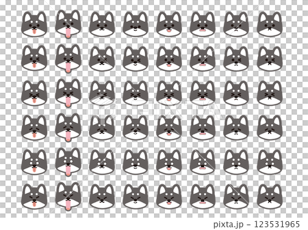 可愛的黑色柴犬臉部表情插圖集 可愛的黑色柴犬臉部表情插圖集 123531965