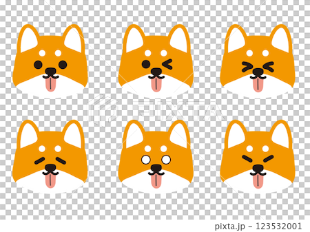 可愛的柴犬吐舌頭臉部表情插圖集 123532001