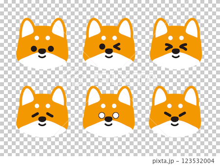 可愛的柴犬微笑臉部表情插圖集 可愛的柴犬微笑臉部表情插圖集 123532004
