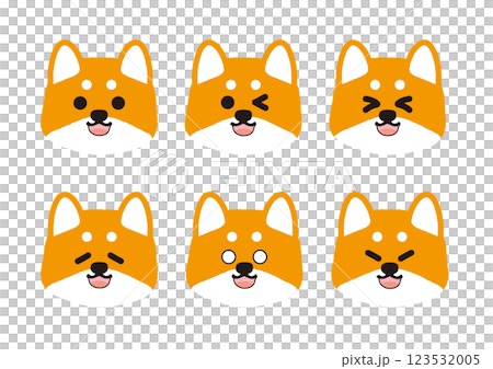 可愛的柴犬面部表情插圖集與微笑的嘴 123532005