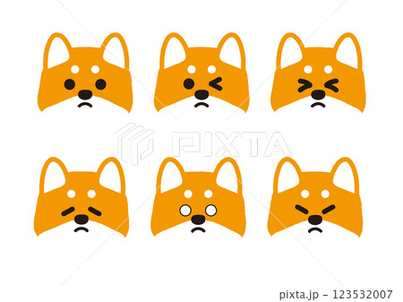 かわいい柴犬の不安げな表情イラストセット 123532007