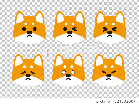 Cute Shiba Inu anxious facial expression illustration set 123532007