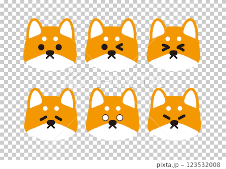 Cute Shiba Inu facial expression illustration set 123532008
