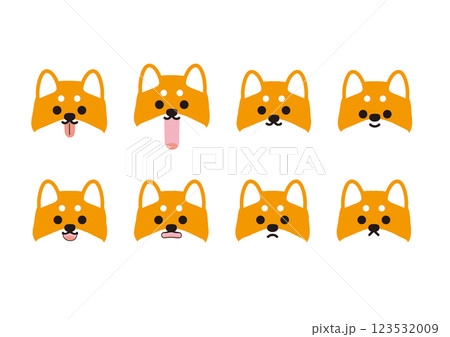 かわいい柴犬の表情イラストセット 123532009